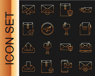 set line delete envelope laptop with document vector image