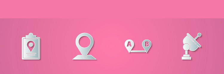 set paper cut folded map with location marker vector image