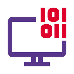 showing data in binary format on monitor vector image