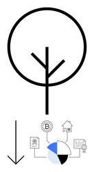 simple tree diagram connecting to data analytics vector image