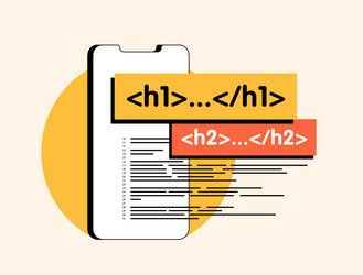 h1 and h2 seo tags - html header elements used vector image