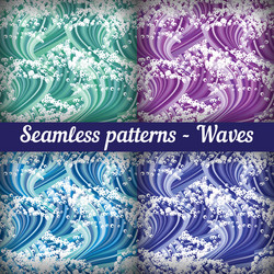 set of seamless patterns - waves abstract vector image
