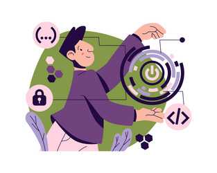 software development and improvement of buttons vector image