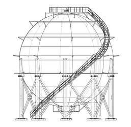 Spherical gas tank outline vector