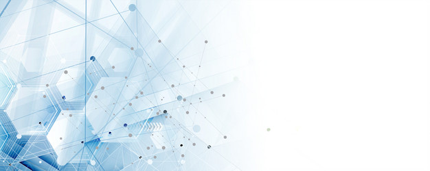 technology banner design with hexagons abstract vector image