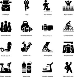 workout and diet plan icons set vector