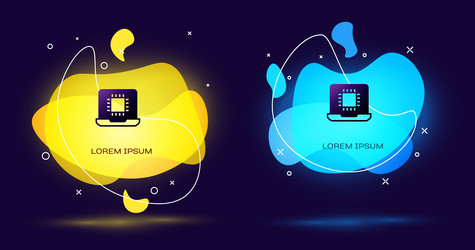 black computer processor with microcircuits cpu vector image