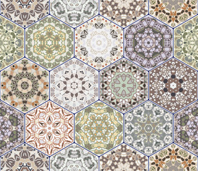 bright seamless pattern hexagonal tiles vector image
