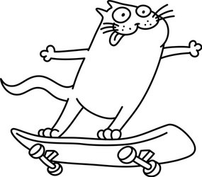 Cute Cat on a Skateboard Vector Image