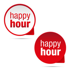 happy hour sign label red vector