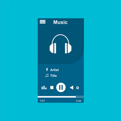 media player application app template with flat vector image