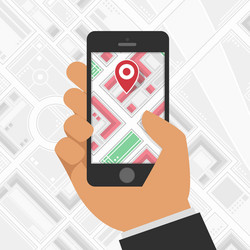 phone gps mark on the map background vector image