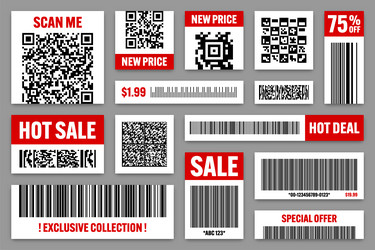 set of product barcodes and qr codes special vector image