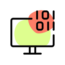 showing data in binary format on monitor vector image