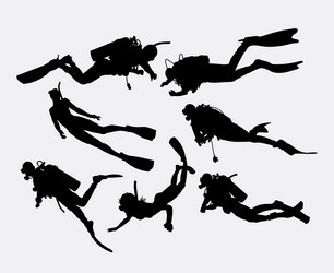 Scuba Diving Silhouettes Vector Image