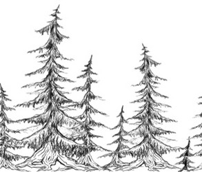 Seamless border with pencil sketch trees element vector