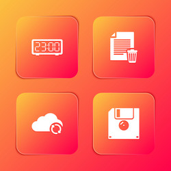 set digital alarm clock delete file document vector image
