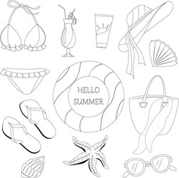 Flat on theme summer beach Royalty Free Vector Image