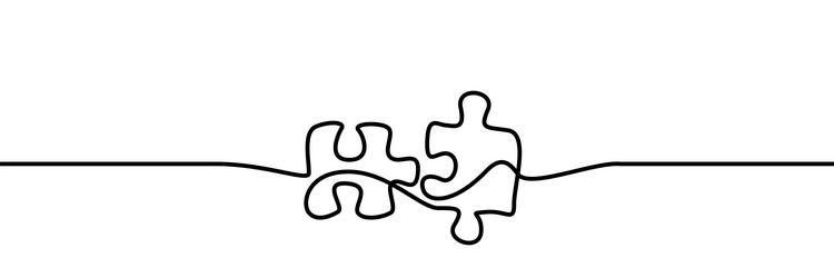 puzzle shape drawing by continuos line thin vector image