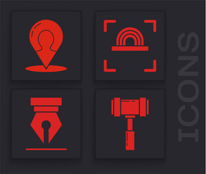 set judge gavel map marker with a silhouette vector image