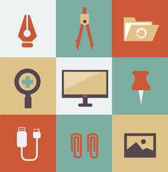 designer working in programs on a computer vector image