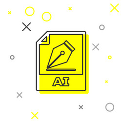 grey ai file document icon download button vector image