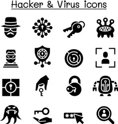hacker computer virus icon set vector image