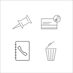 office simple linear icon setsimple outline icons vector image