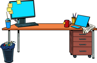 Retro Pop Desk with Computer vector image