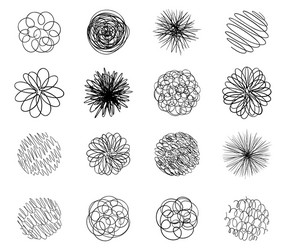 round tangled line set pattern sketch pen hatched vector image