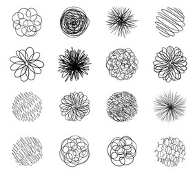 Round tangled line set pattern sketch pen hatched vector