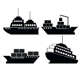 Set of marine transport vessels vector