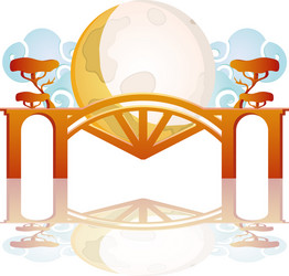 happy mid autumn festival card with castle vector