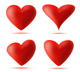 Heart 3d logo set valentine icon vector