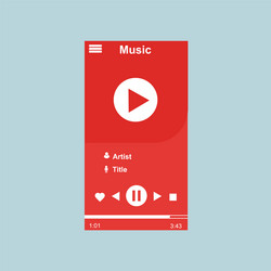 media player application app template with flat vector