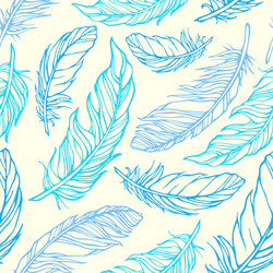 seamless pattern with outline decorative feathers vector