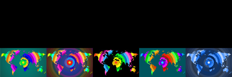 set abstract world maps with colorful radial vector image