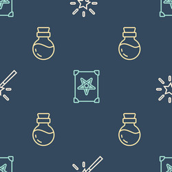 set line magic wand bottle with potion vector image
