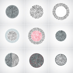 abstract computer circuit boards collection round vector image