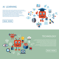 artificial intelligence self learning icon set vector image