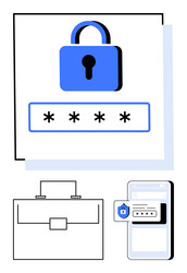 digital security concept with padlock password vector image