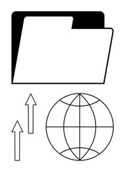 file sharing and global data transfer with folder vector image
