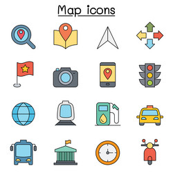 map color line icon set vector