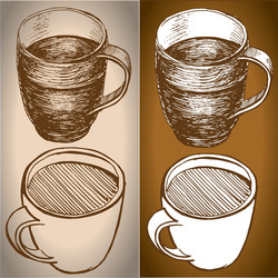 Set of coffee mugs drawing sketch style Royalty Free Vector