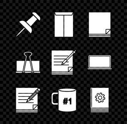 set push pin envelope file document blank vector image