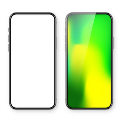 smartphone with blank touch screen and abstract vector image