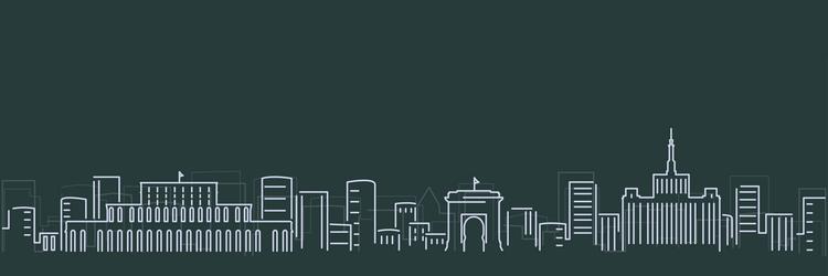 bucharest simple lines skyline on dark background vector image