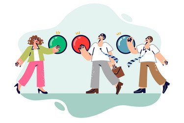 business people click on buttons to launch startup vector image
