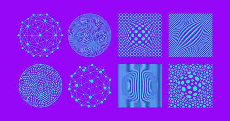 Spheres with connected lines and dots abstract 3d vector