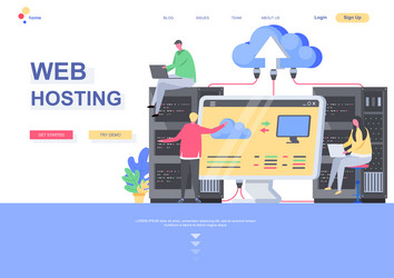 web hosting flat landing page template vector